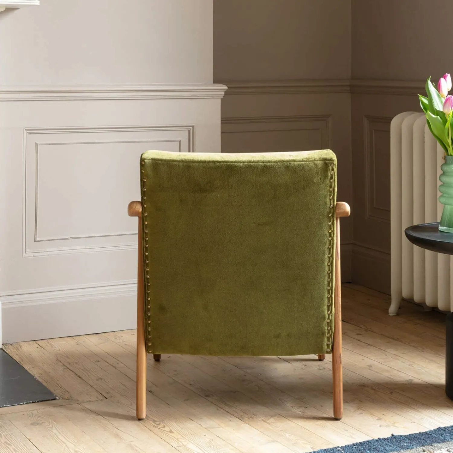 Graham & Green Gabe Olive Velvet Armchair