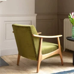 Graham & Green Gabe Olive Velvet Armchair