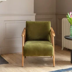 Graham & Green Gabe Olive Velvet Armchair