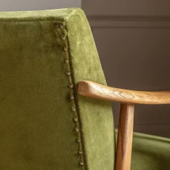 Graham & Green Gabe Olive Velvet Armchair