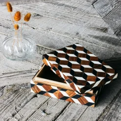 Graham & Green Geometric Black and White Bone Box