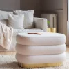 Graham & Green Gio White Teddy Ottoman