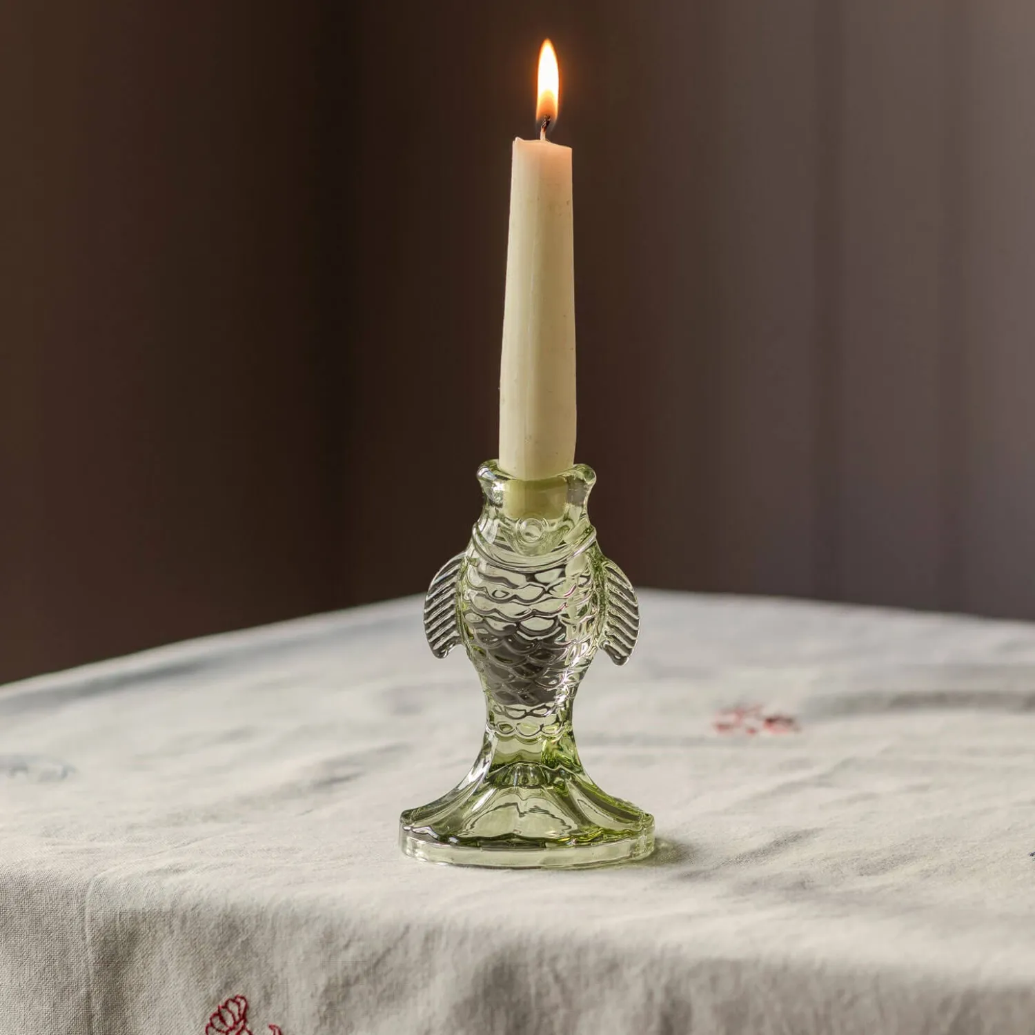 Graham & Green Glass Fish Candle Holders