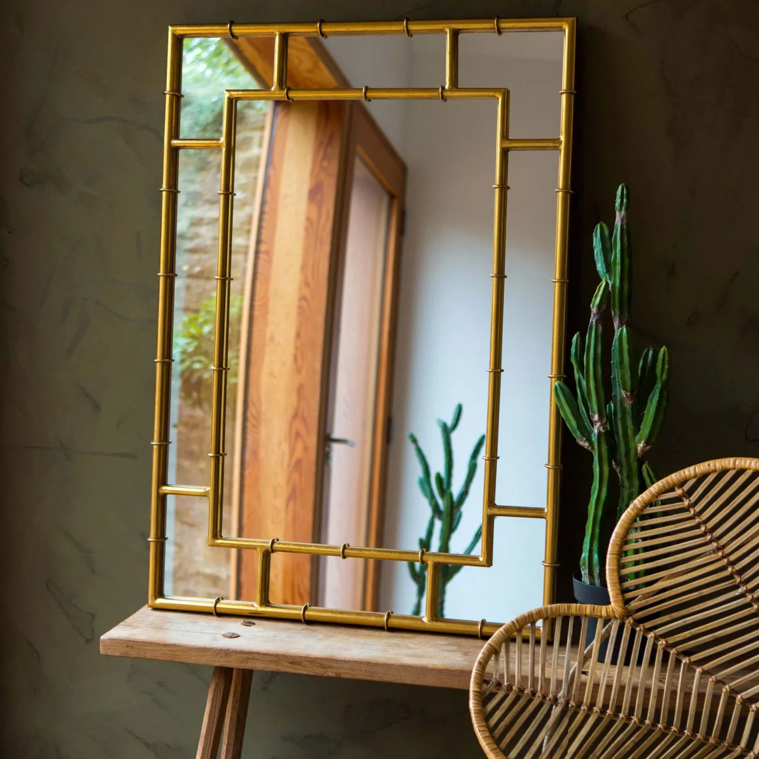 Graham & Green Gold Bamboo Mirror