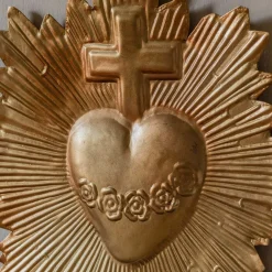 Graham & Green Gold Heart and Cross Wall Decoration