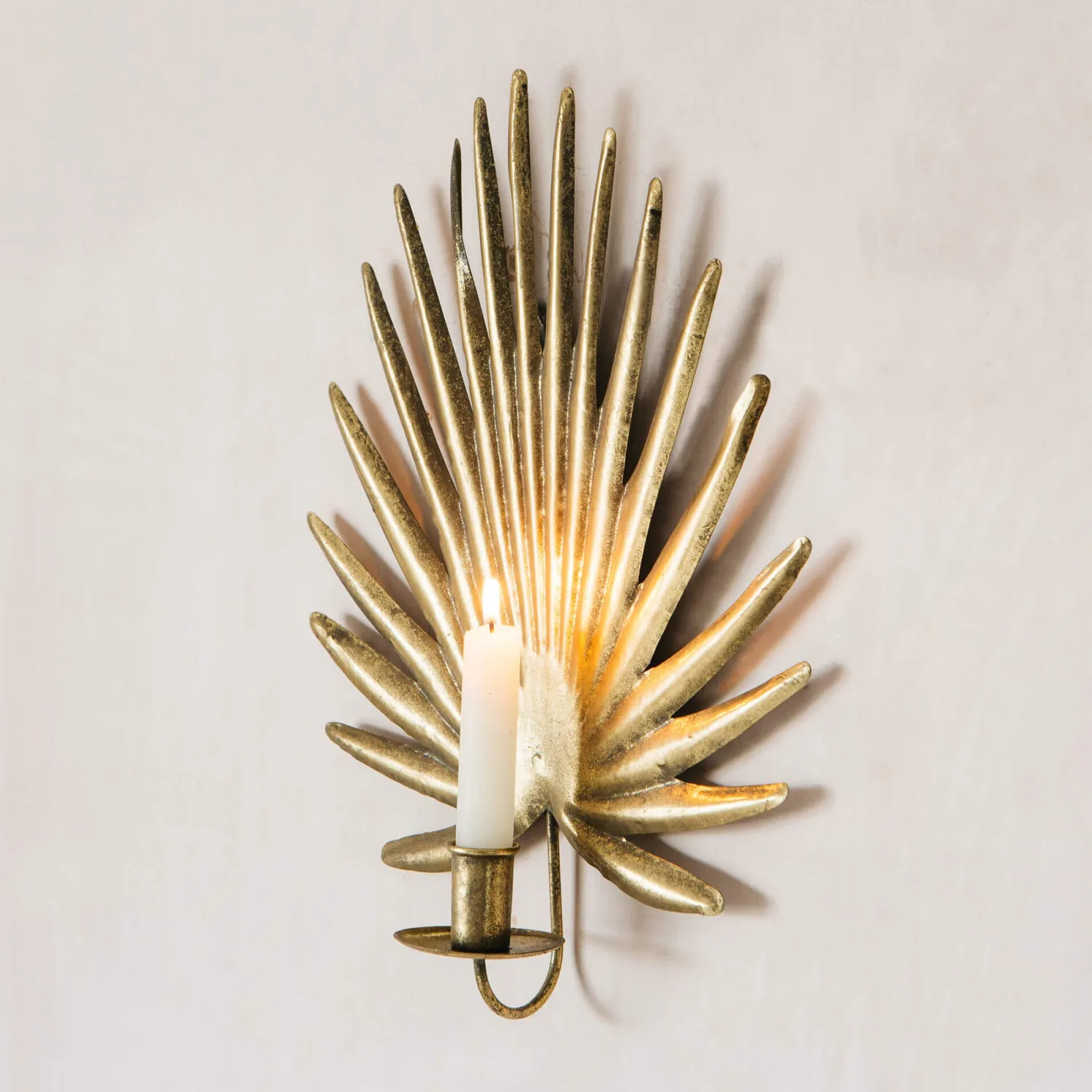 Graham & Green Gold Palm Candle Holder Wall Sconce