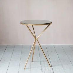 Graham & Green Gold Tripod Mirrored Table