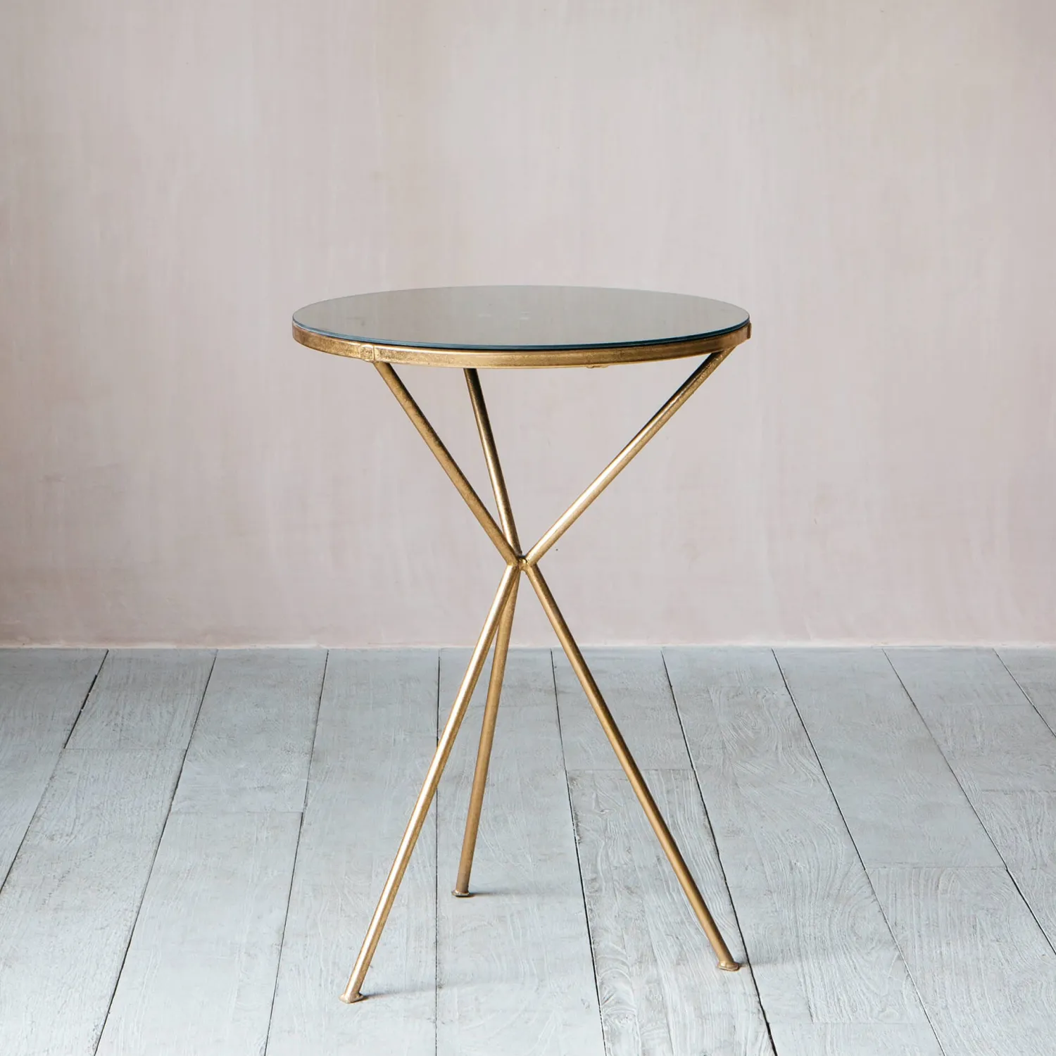 Graham & Green Gold Tripod Mirrored Table