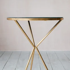 Graham & Green Gold Tripod Mirrored Table