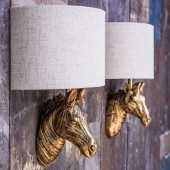 Graham & Green Gold Zebra Wall Light With Shade