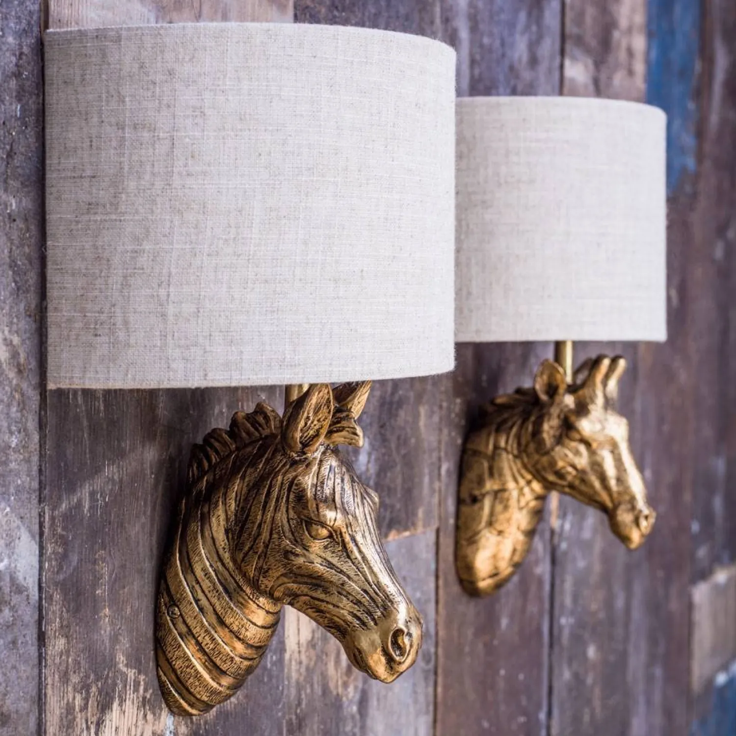 Graham & Green Gold Zebra Wall Light With Shade