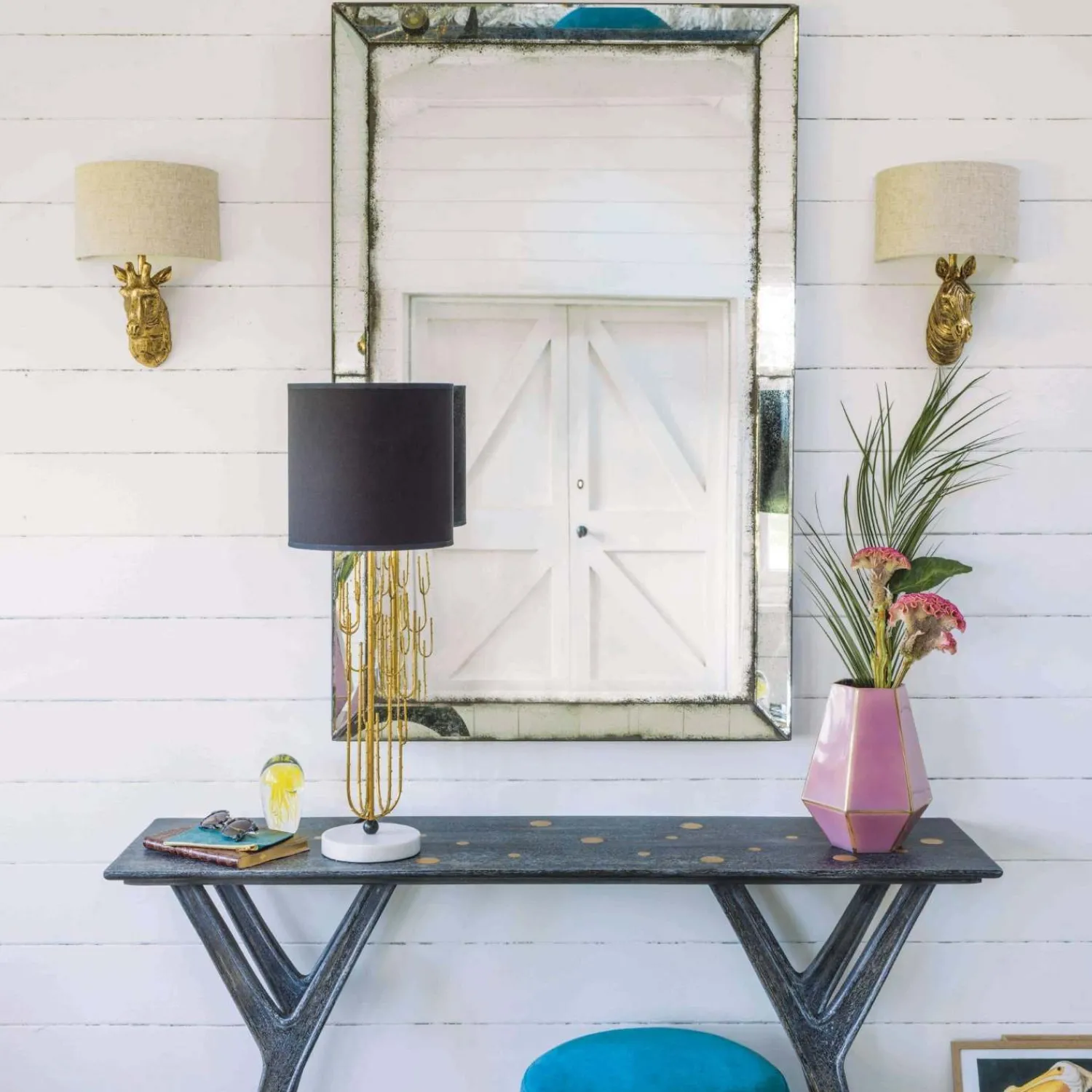 Graham & Green Gold Zebra Wall Light With Shade
