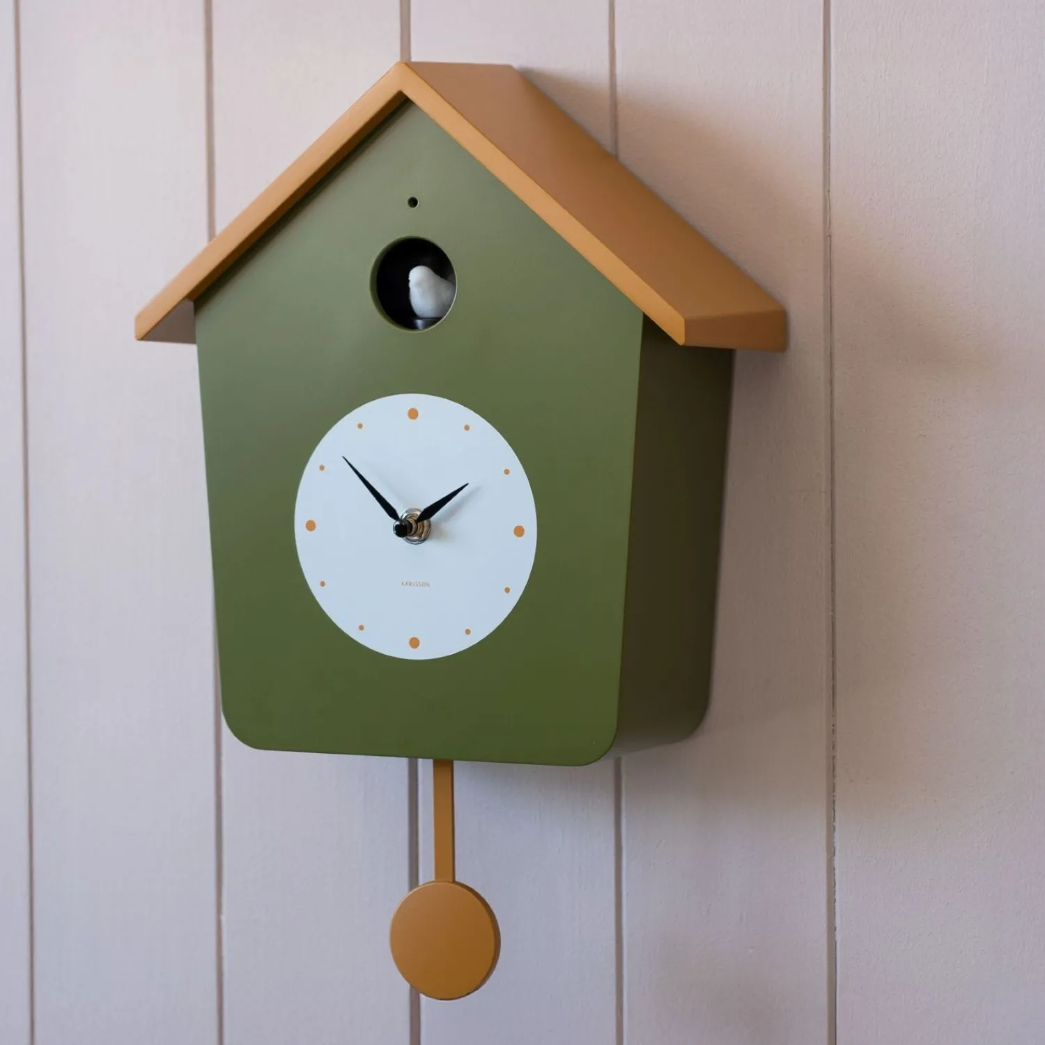 Graham & Green Green and Ochre Cuckoo House Wall Clock