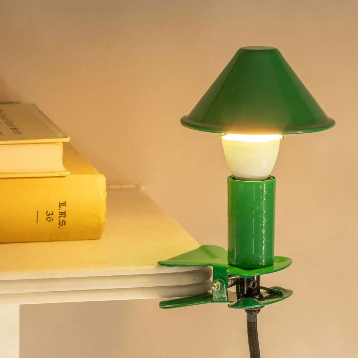 Graham & Green Green Enamel Mushroom Clip Lamp