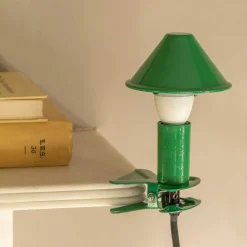 Graham & Green Green Enamel Mushroom Clip Lamp