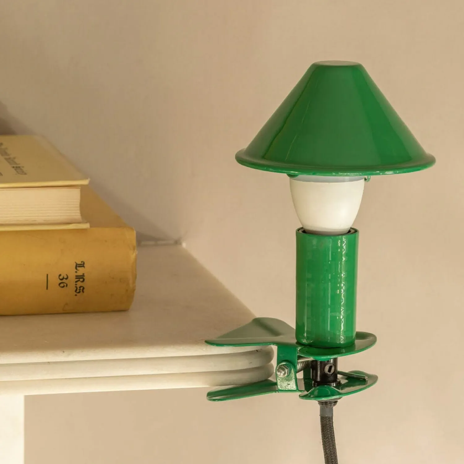 Graham & Green Green Enamel Mushroom Clip Lamp