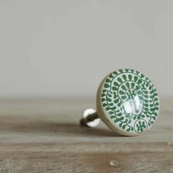 Graham & Green Green Floral Resin Knob