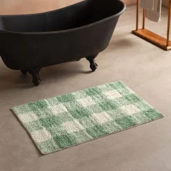Graham & Green Green Gingham Tufted Bath Mat