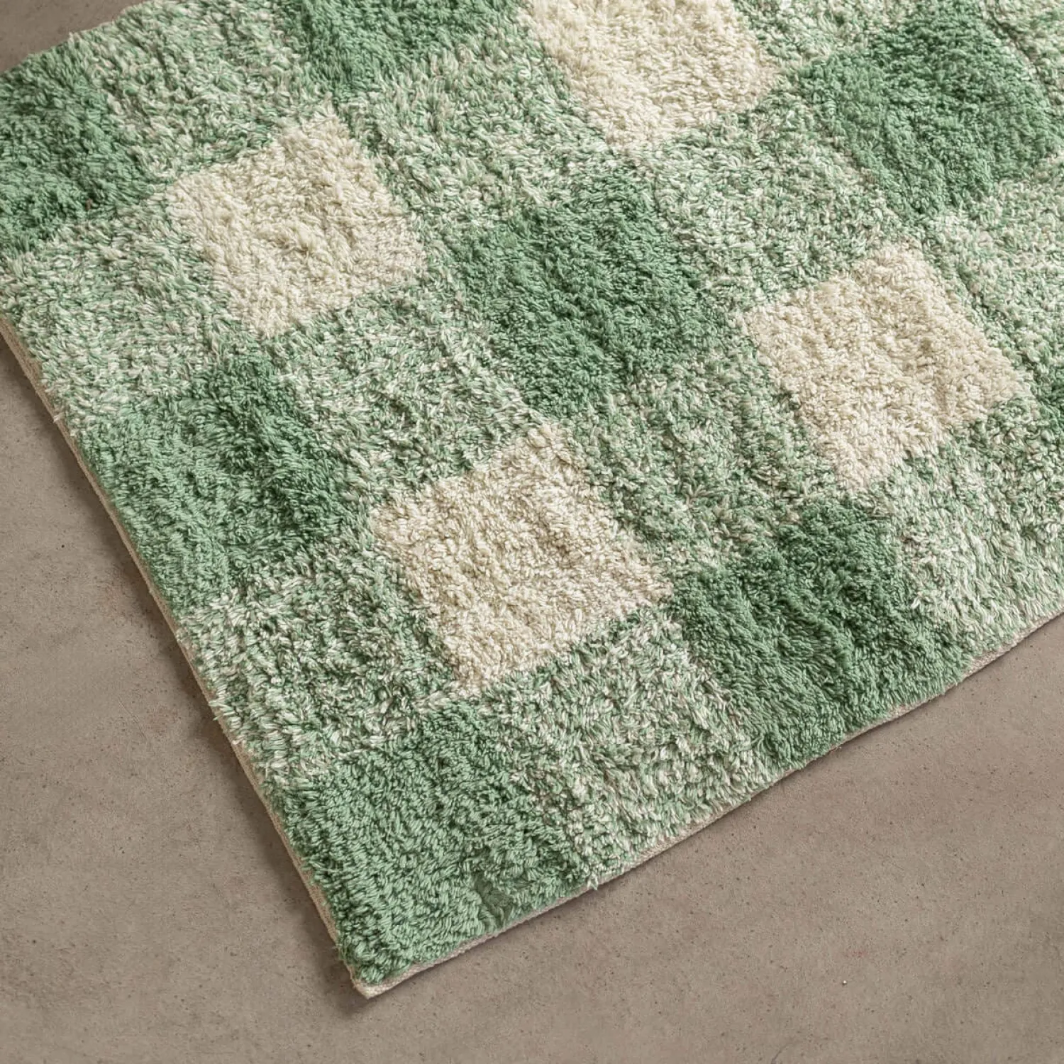 Graham & Green Green Gingham Tufted Bath Mat