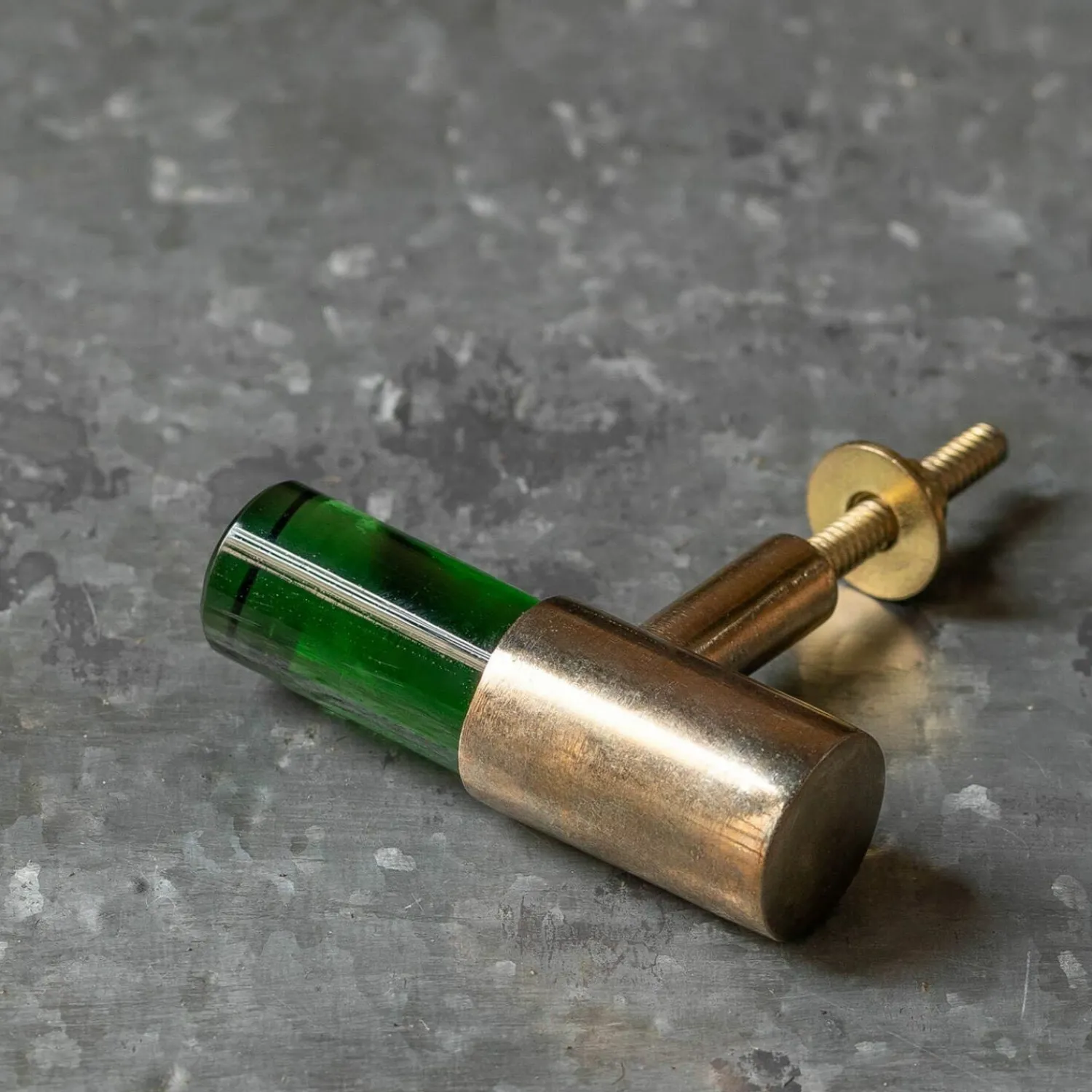 Graham & Green Green Glass and Brass Knob