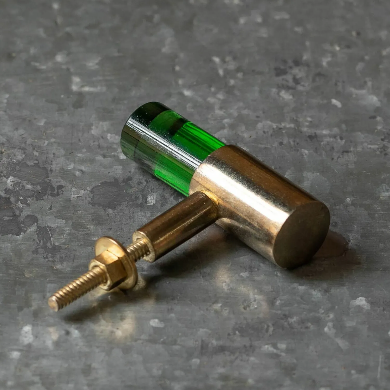Graham & Green Green Glass and Brass Knob