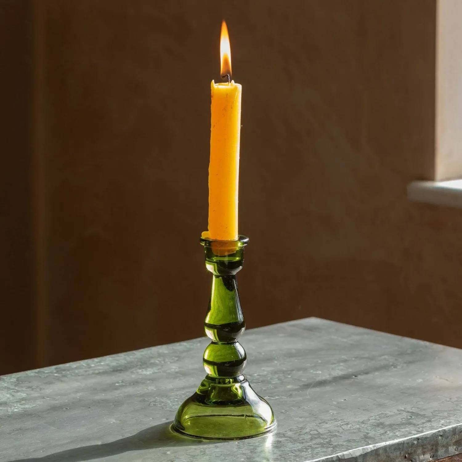 Graham & Green Green Glass Candle Holder