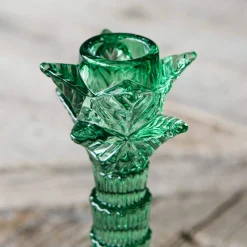 Graham & Green Green Glass Palm Tree Candle Holder