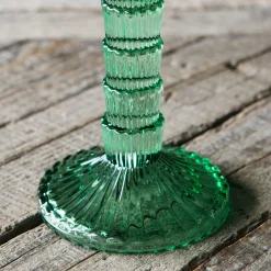 Graham & Green Green Glass Palm Tree Candle Holder