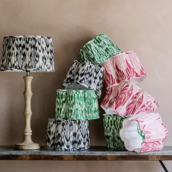 Graham & Green Green Ikat Flower Empire Lamp Shades