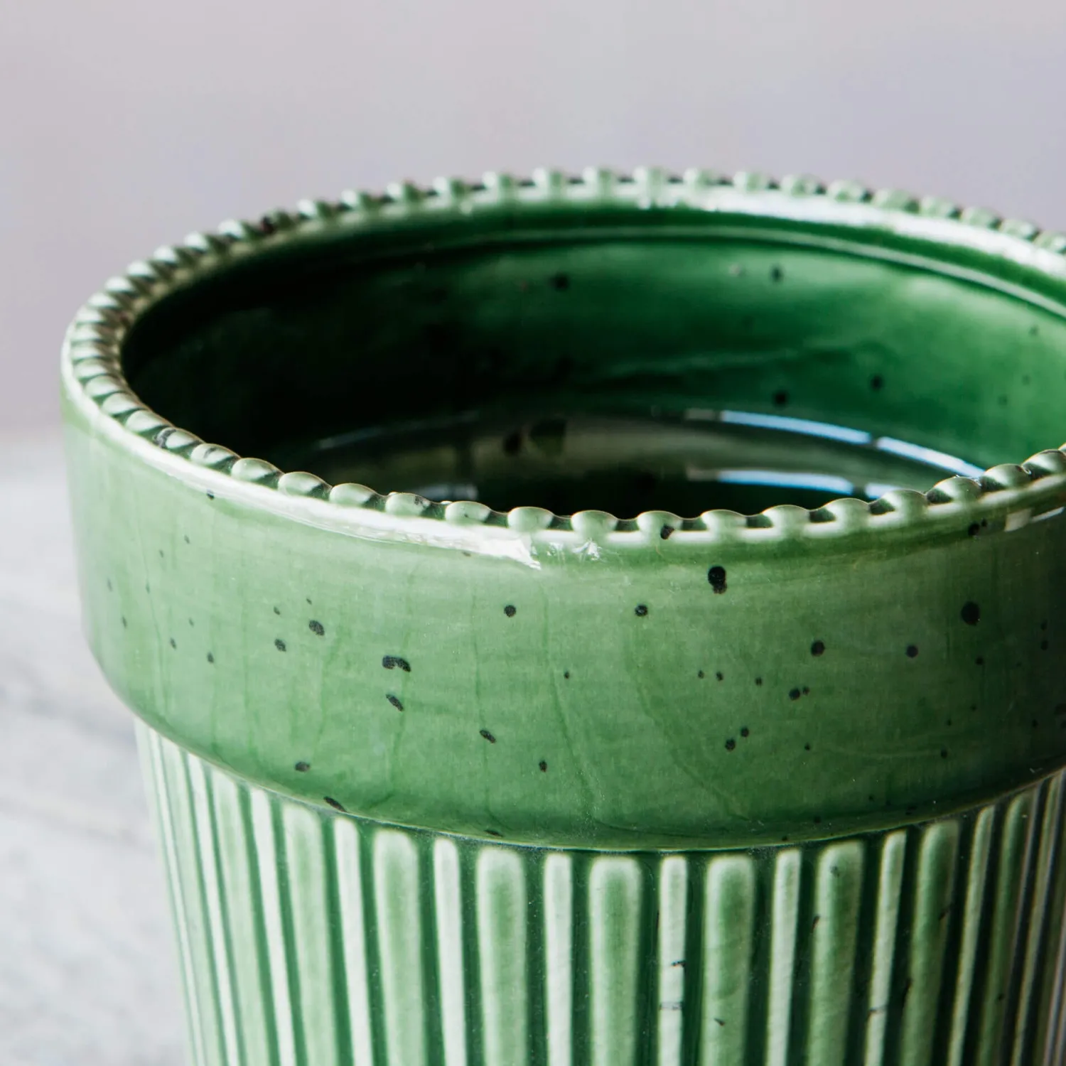 Graham & Green Green Ribbed Glazed Vase