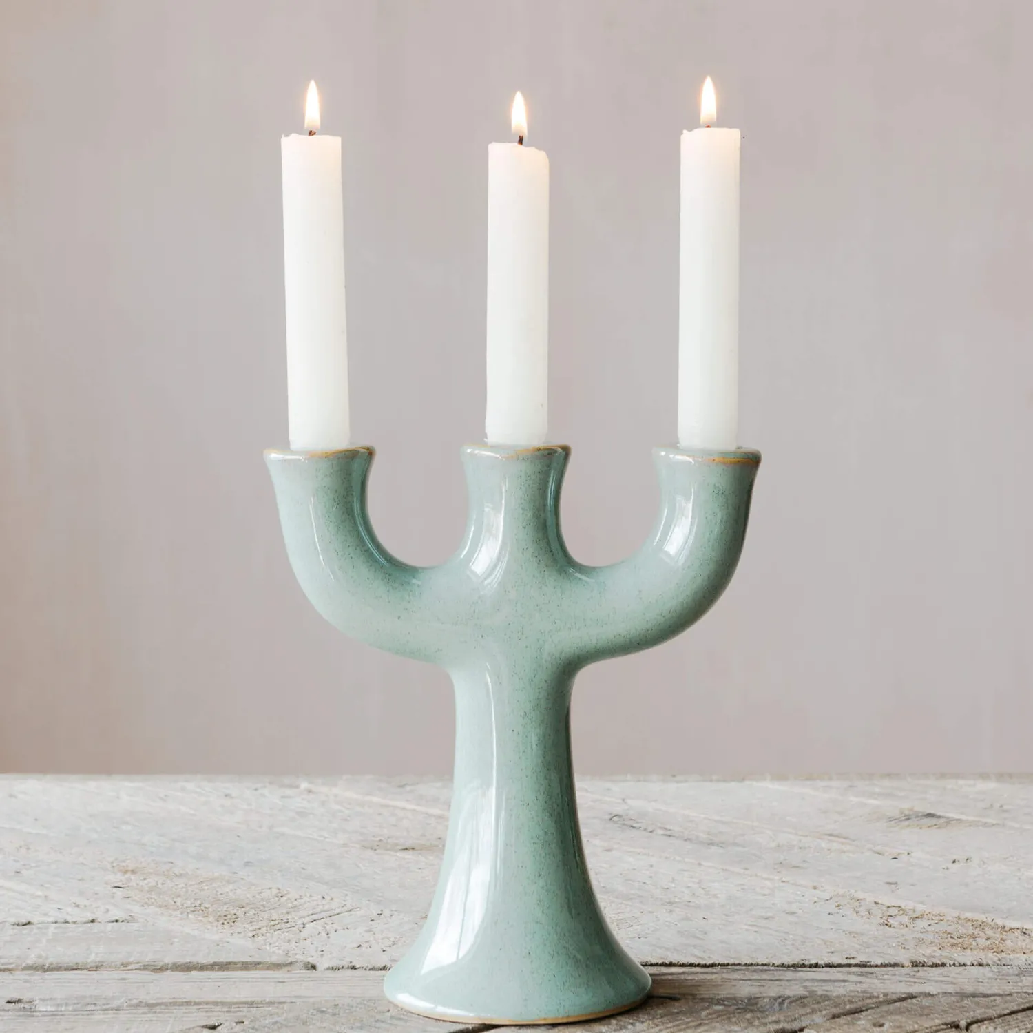 Graham & Green Green Stoneware Candle Holder