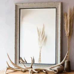 Graham & Green Grey Bevelled Wooden Mirror