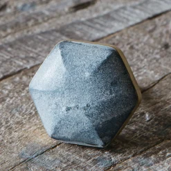 Graham & Green Grey Marble Domed Hexagon Knob