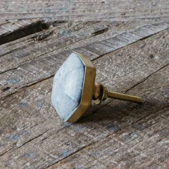 Graham & Green Grey Marble Domed Hexagon Knob