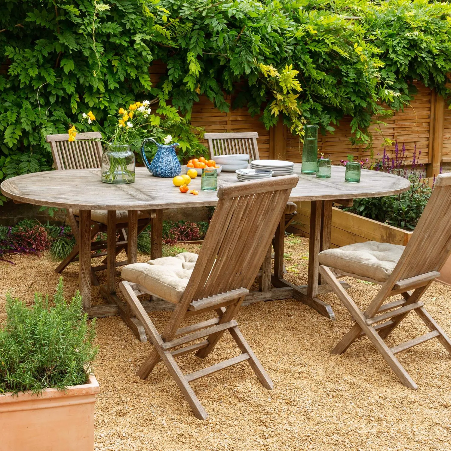 Graham & Green Grey Teak 10 Seater Garden Table