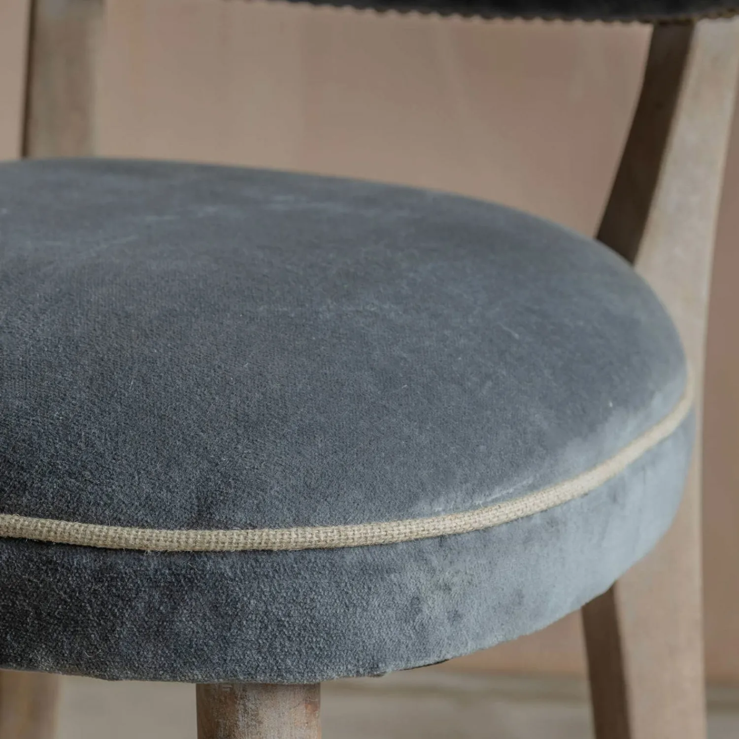 Graham & Green Grey Velvet Upholstered Dining Chair