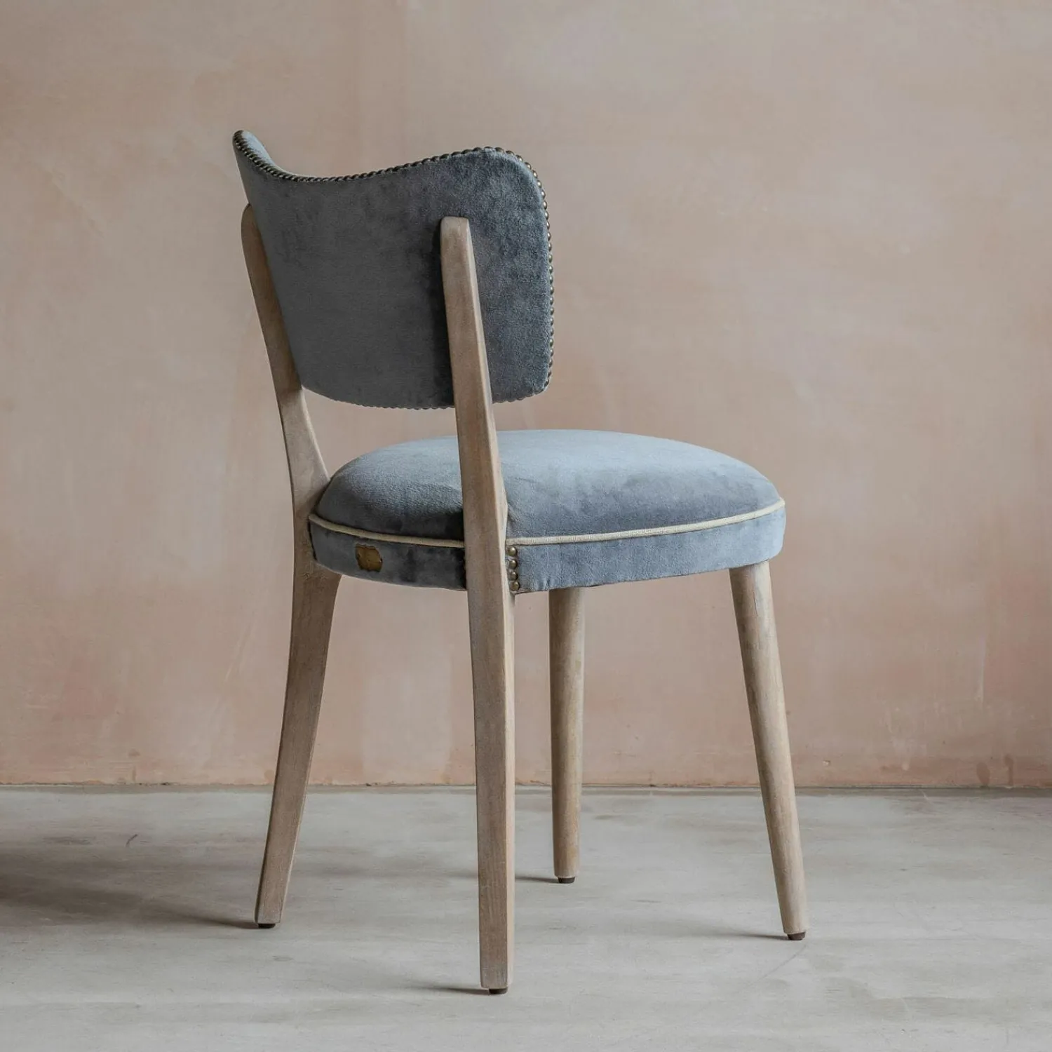 Graham & Green Grey Velvet Upholstered Dining Chair