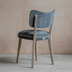Graham & Green Grey Velvet Upholstered Dining Chair