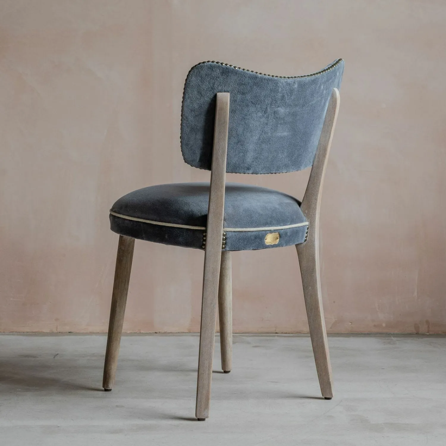 Graham & Green Grey Velvet Upholstered Dining Chair