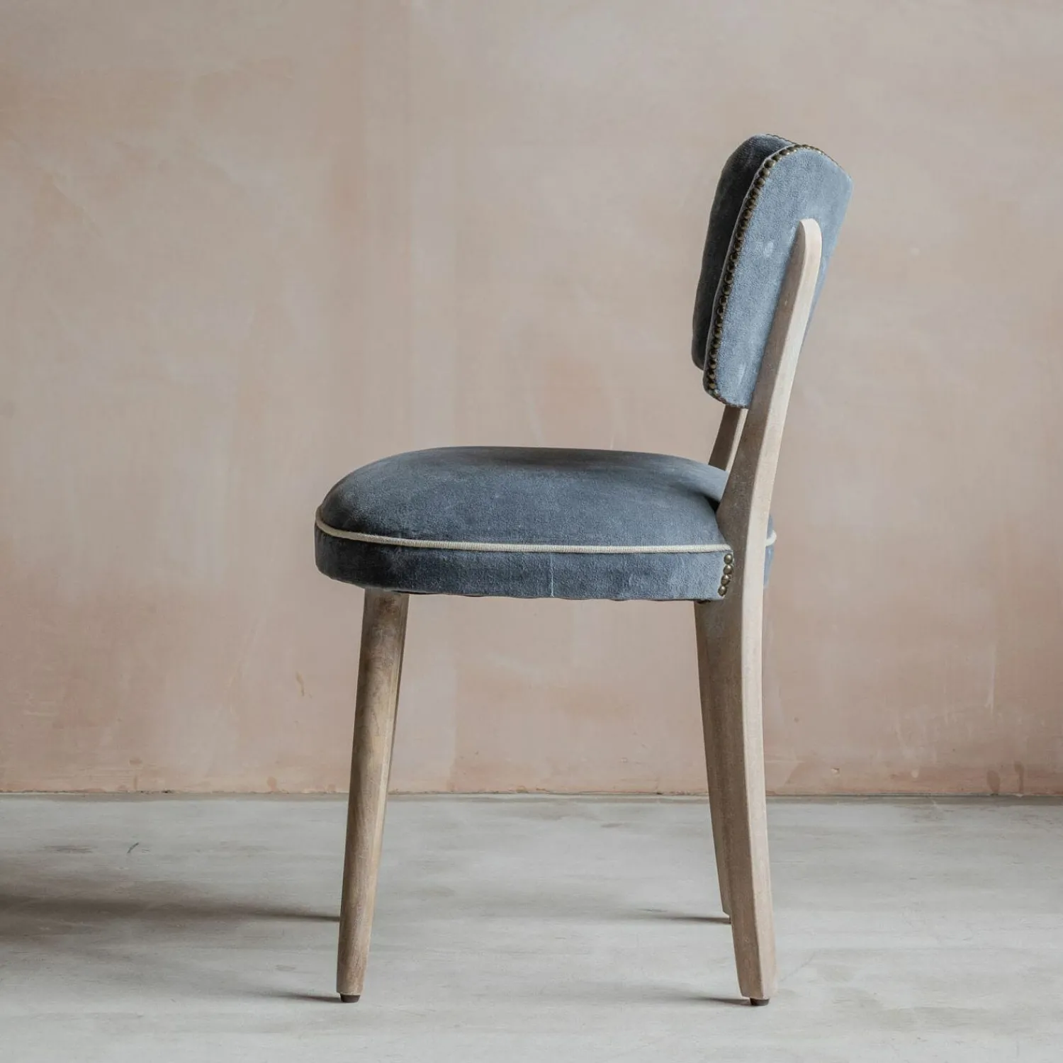 Graham & Green Grey Velvet Upholstered Dining Chair