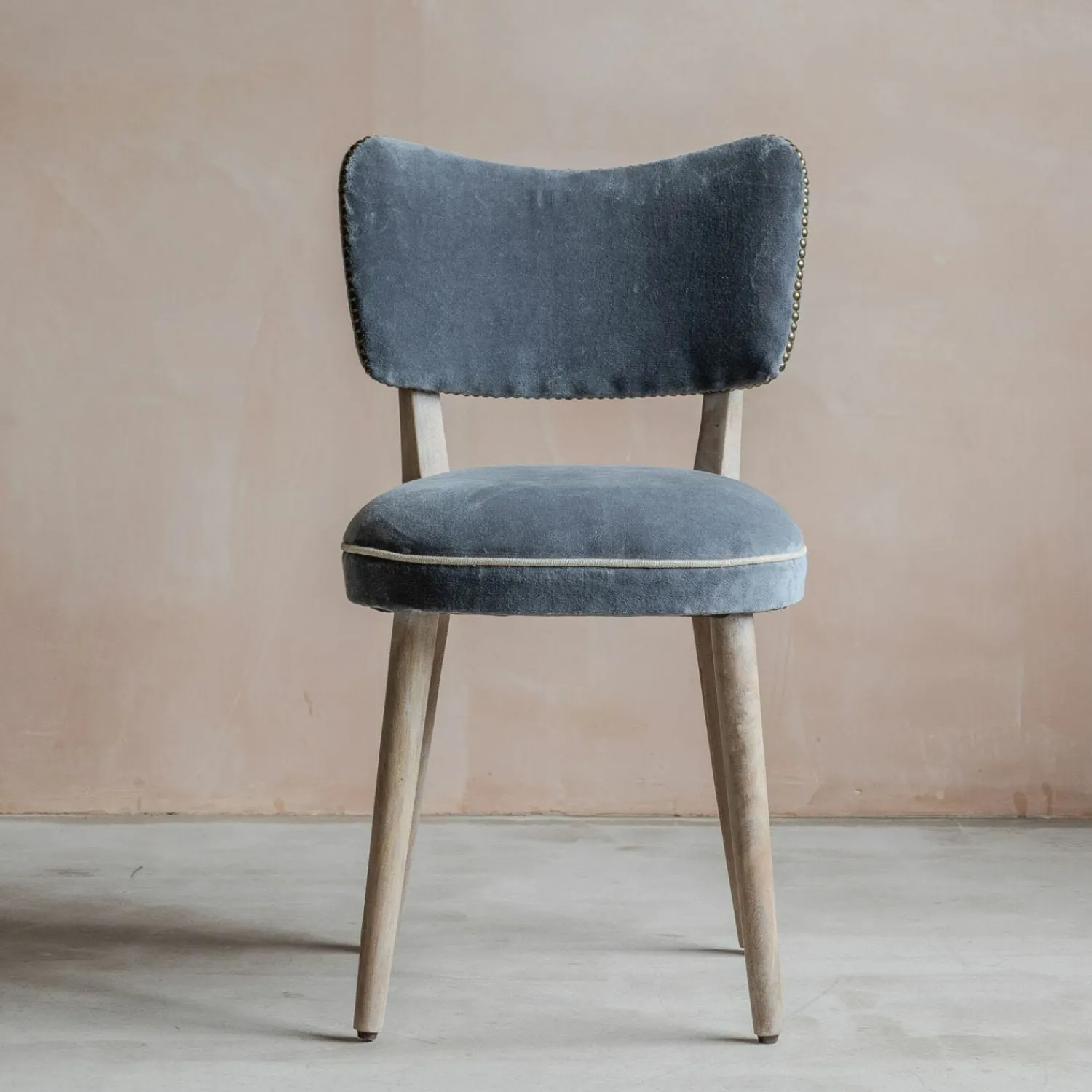 Graham & Green Grey Velvet Upholstered Dining Chair