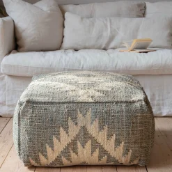 Graham & Green Haley Jute Kilim Pouffe