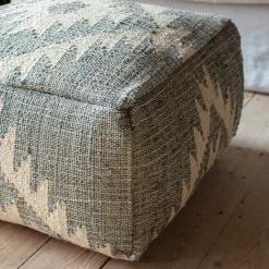 Graham & Green Haley Jute Kilim Pouffe