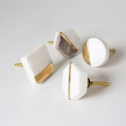 Graham & Green Hexagon Marble and Brass Knob