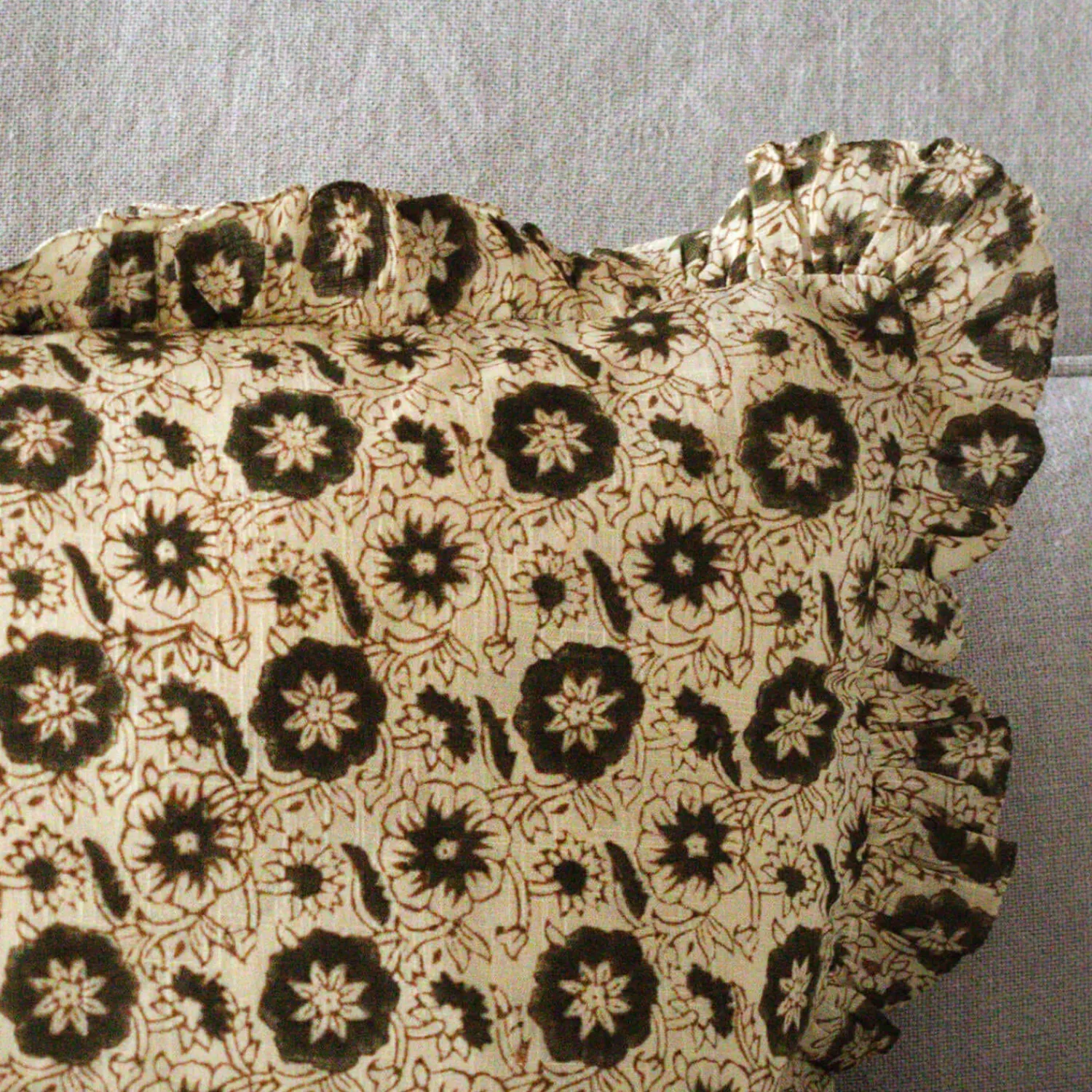 Graham & Green Indian Hand Block Printed Square Floral Cushions