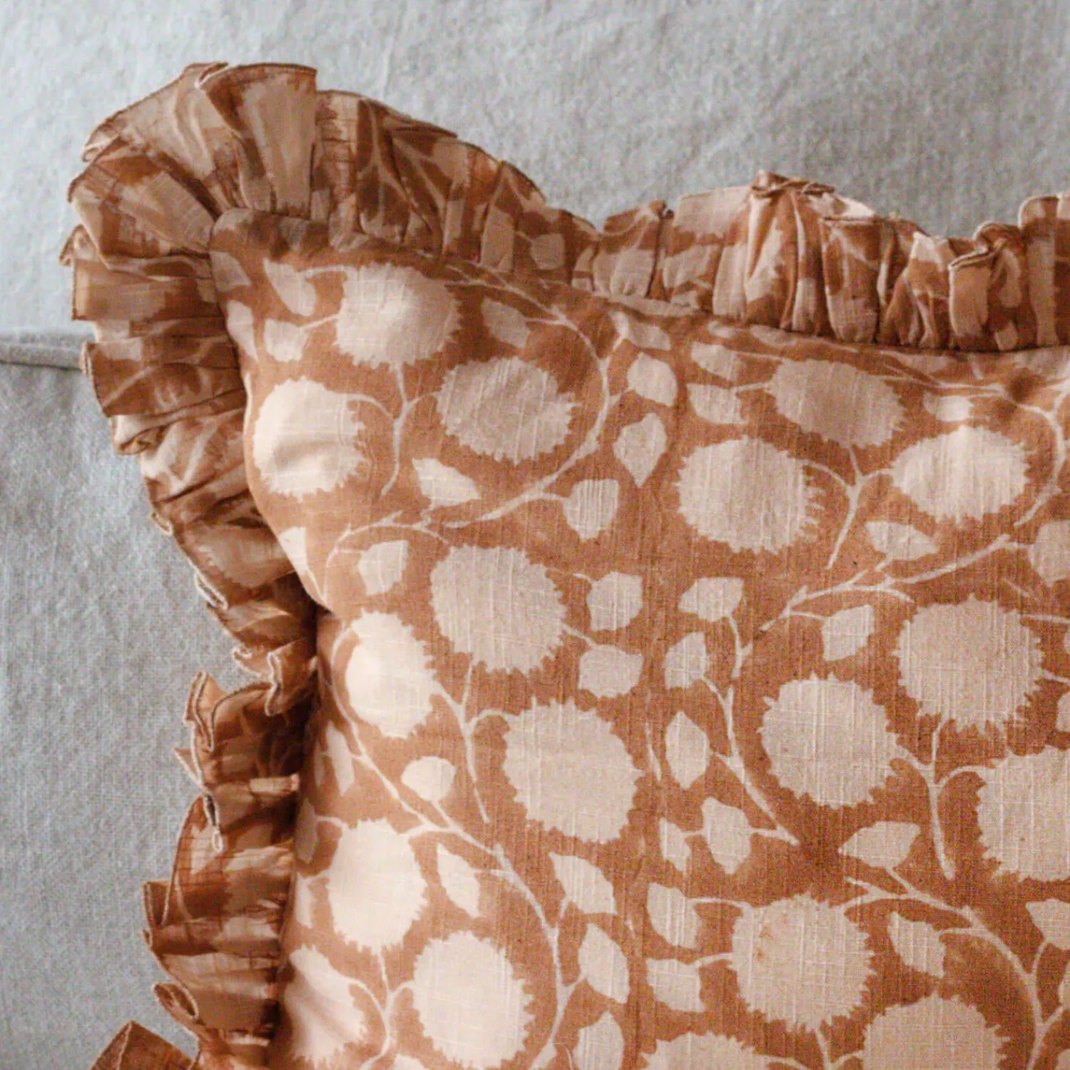 Graham & Green Indian Hand Block Printed Square Floral Cushions