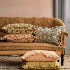 Graham & Green Indian Hand Block Printed Rectangular Floral Cushions