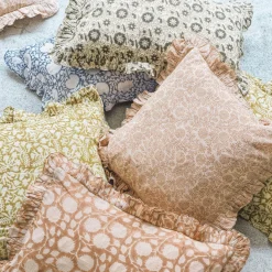 Graham & Green Indian Hand Block Printed Rectangular Floral Cushions