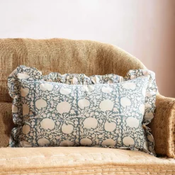 Graham & Green Indian Hand Block Printed Rectangular Floral Cushions