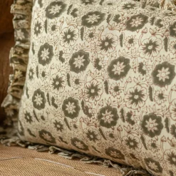 Graham & Green Indian Hand Block Printed Rectangular Floral Cushions